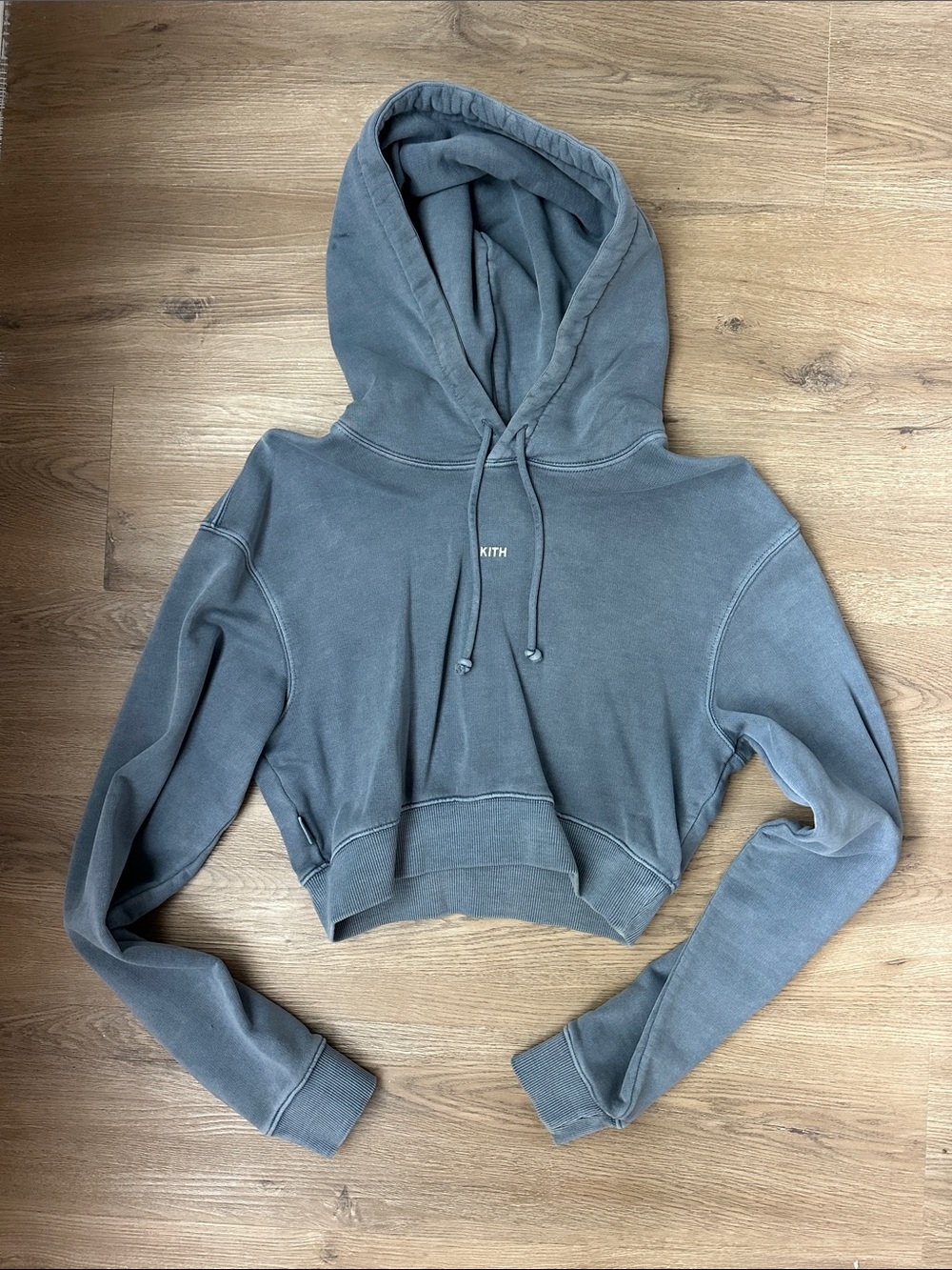 Kith Women’s Washed Gray Cropped Hoodie